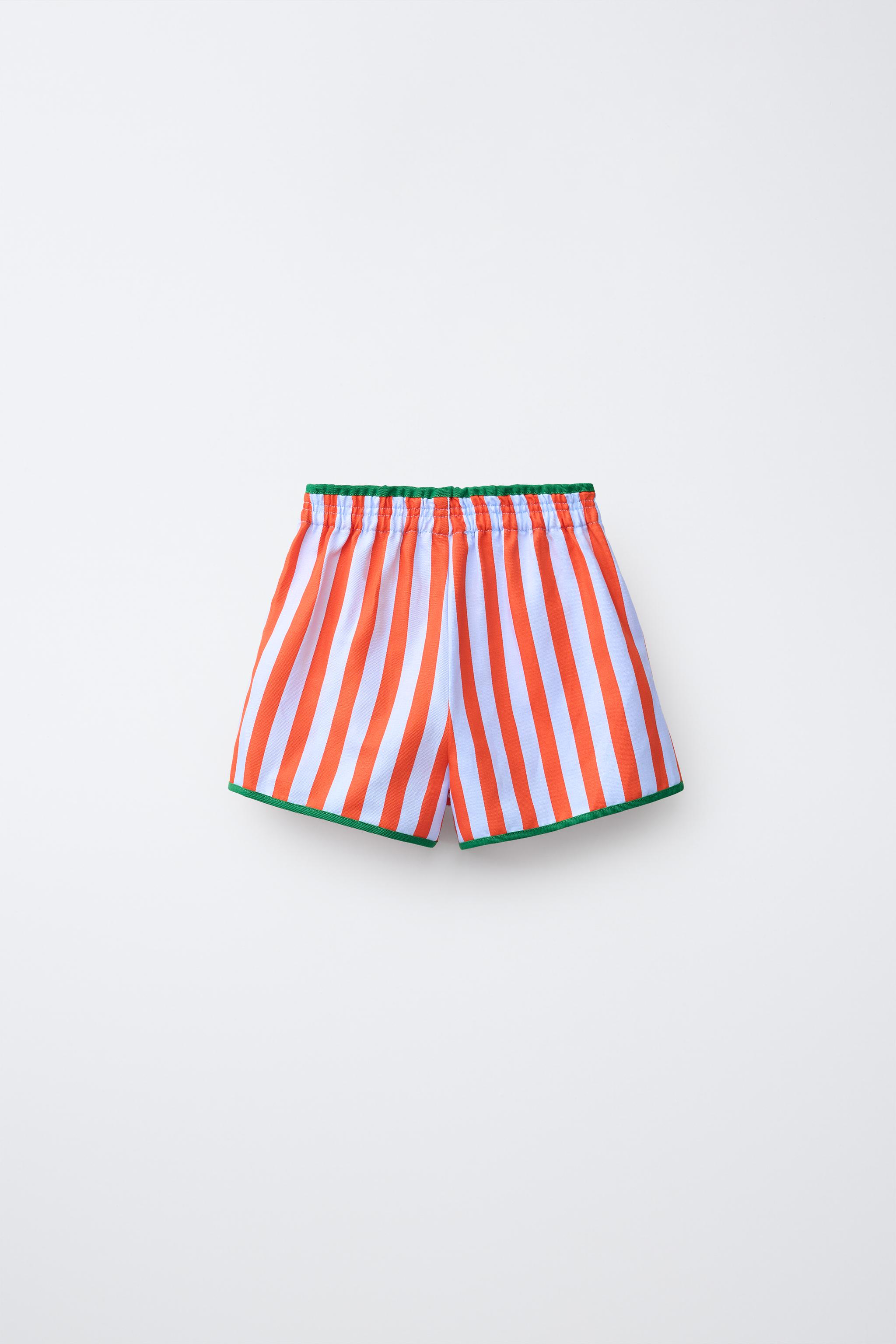 STRIPED SHORTS WITH CONTRAST PIPING